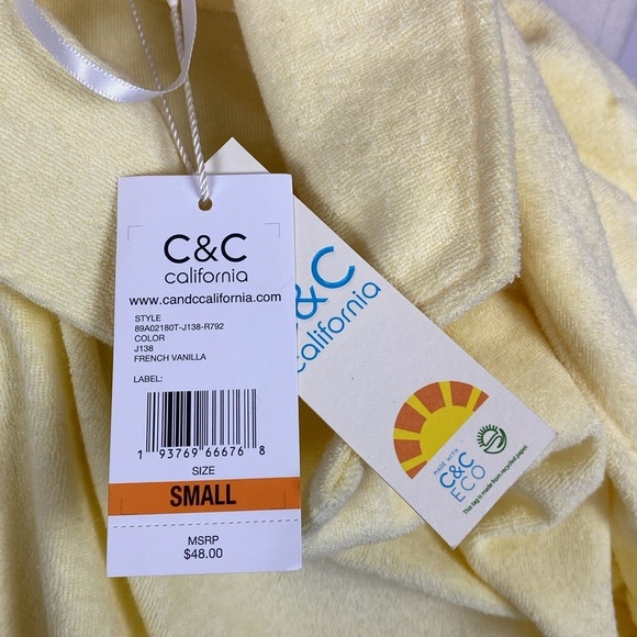 C&C California Yellow Terry Cloth Top size Small - Picture 10 of 12